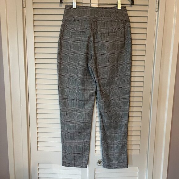 NWT Joie 'Abony' Glen Plaid Straight Leg Cropped Trousers pants 6 grey - Picture 4 of 8